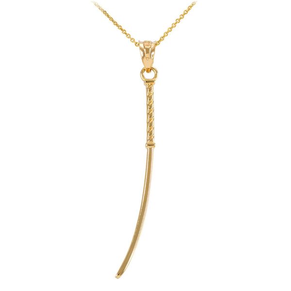 Men's Katana Pendant Necklace in 9ct Gold, Large