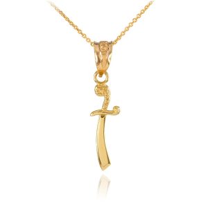 Men's Refined Knife Pendant Necklace in 9ct Gold, Small