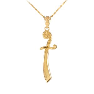 Men's Scimitar Sword Pendant Necklace in 9ct Gold