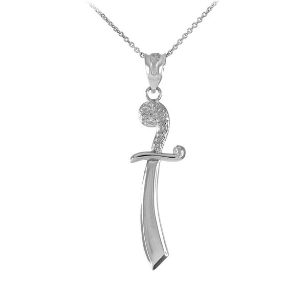 Men's Scimitar Sword Pendant Necklace in Sterling Silver