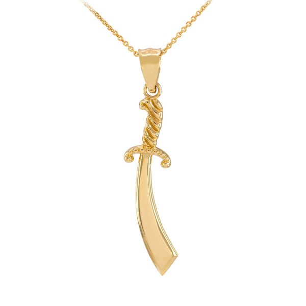 Men's Scimitar Pendant Necklace in 9ct Gold