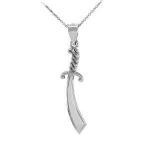 Men's Scimitar Pendant Necklace in Sterling Silver