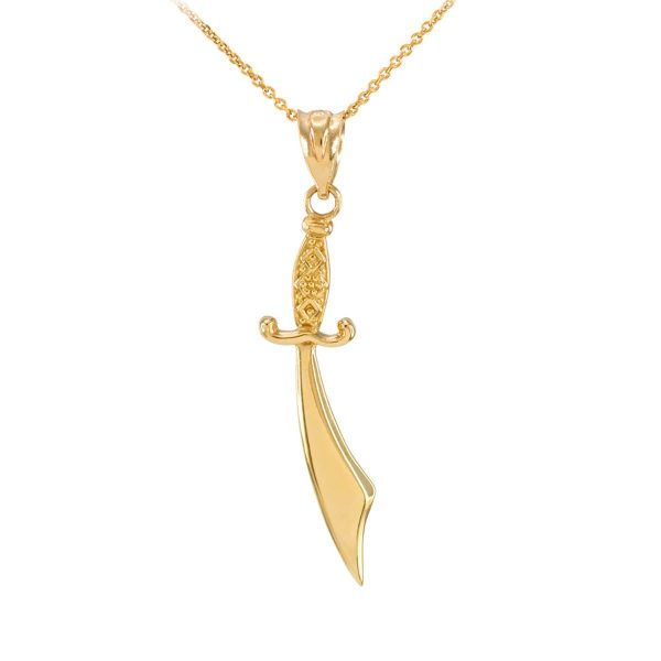 Men's Scimitar Pendant Necklace in 9ct Gold, Large