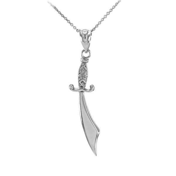 Men's Scimitar Pendant Necklace in Sterling Silver, Large