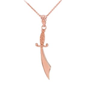 Men's Scimitar Pendant Necklace in 9ct Rose Gold, Large