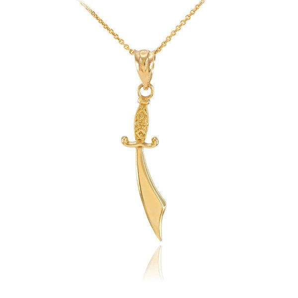 Men's Scimitar Sword Pendant Necklace in 9ct Gold