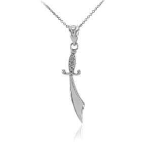 Men's Scimitar Sword Pendant Necklace in Sterling Silver