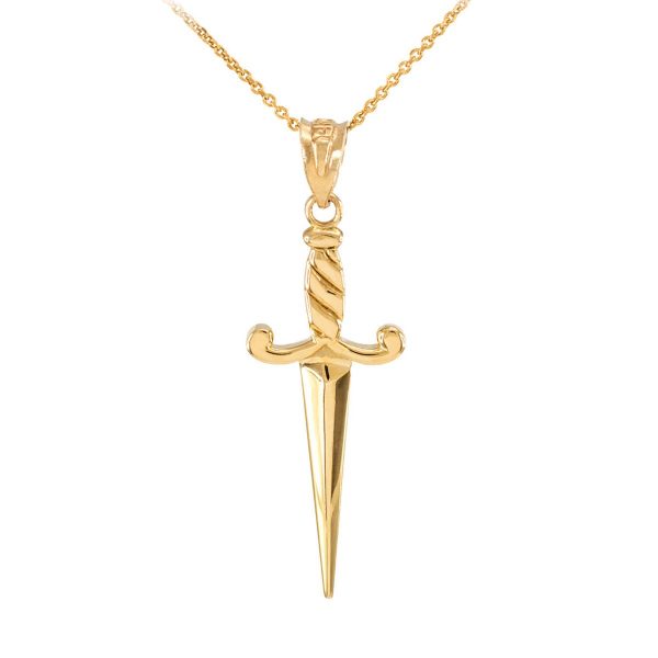 Men's Dagger Pendant Necklace in 9ct Gold