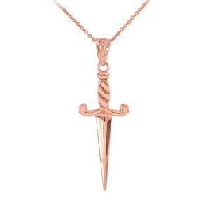 Men's Dagger Pendant Necklace in 9ct Rose Gold