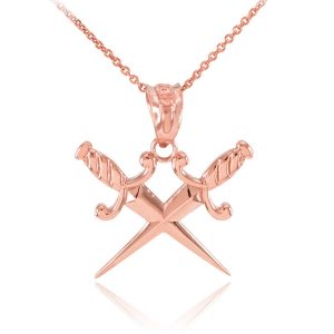 Men's Sleek Crossed Daggers Pendant Necklace in 9ct Rose Gold