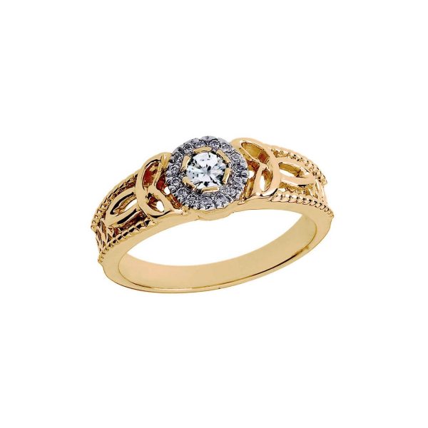 Diamond Embellished Trinity Knot Gemstone Ring in 9ct Gold