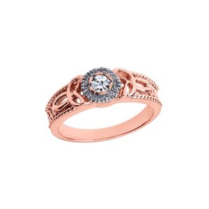 Diamond Embellished Trinity Knot Gemstone Ring in 9ct Rose Gold