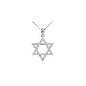 Men's Star of David Medium Pendant Necklace in 9ct White Gold