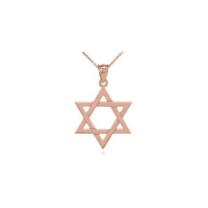 Men's Large Star of David Pendant Necklace in 9ct Rose Gold