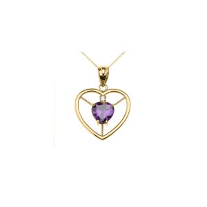 Amethyst & Diamond Heartstopper Gemstone Pendant Necklace in 9ct Gold