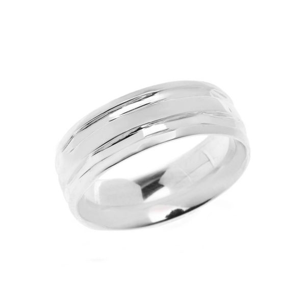 Stackable Comfort Fit Modern Wedding Ring in 9ct White Gold