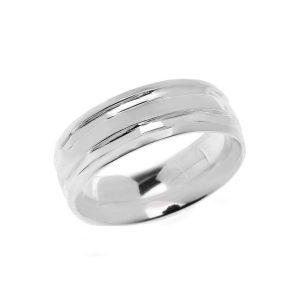 Stackable Comfort Fit Modern Wedding Ring in Sterling Silver