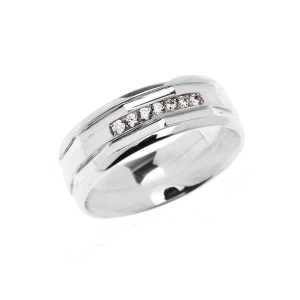 Diamond Layered Embellished Wedding Ring, 0.12 ct in 9ct White Gold