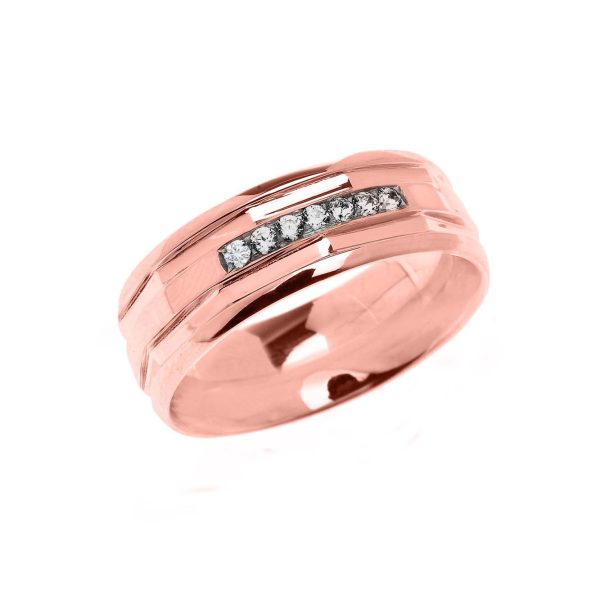 Diamond Layered Embellished Wedding Ring, 0.12 ct in 9ct Rose Gold