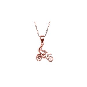 Men's Off-Road Mountain Bike Pendant Necklace in 9ct Rose Gold