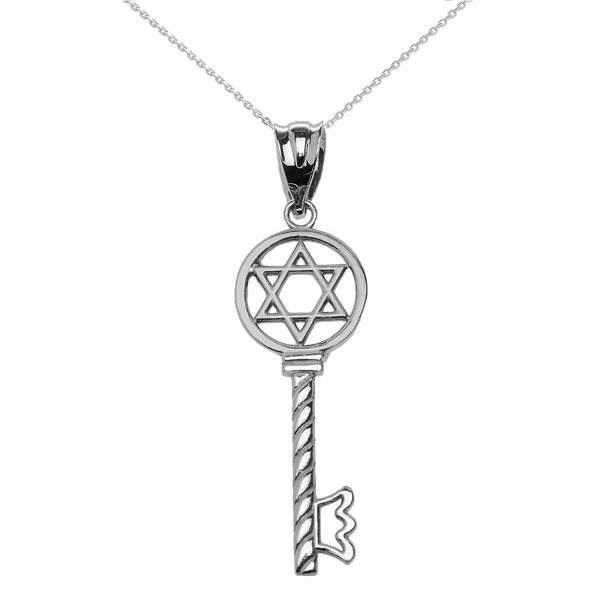 Star of David Key Pendant Necklace in Sterling Silver