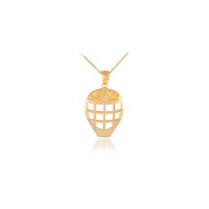 Men's Hockey Mask Pendant Necklace in 9ct Gold