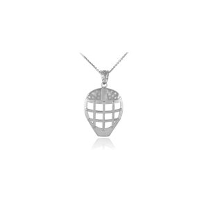 Men's Hockey Mask Pendant Necklace in Sterling Silver