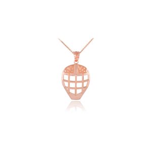 Men's Hockey Mask Pendant Necklace in 9ct Rose Gold