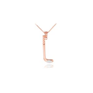 Men's Hockey Pendant Necklace in 9ct Rose Gold