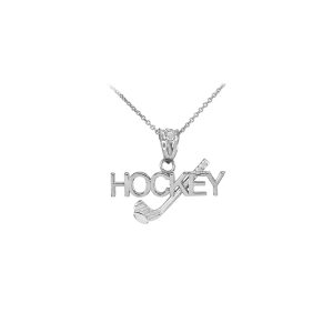 Men's Hockey Script Pendant Necklace in Sterling Silver