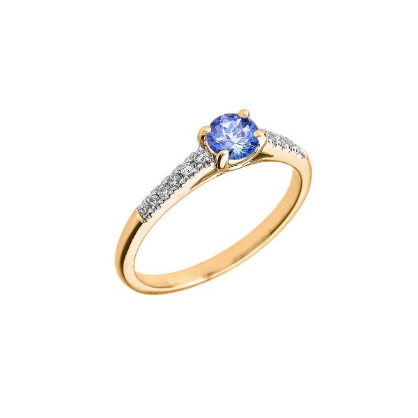 Tanzanite & Diamond Subtle Gemstone Ring in 9ct Gold