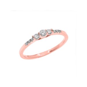 Diamond Three Stone Engagement Ring in 9ct Rose Gold