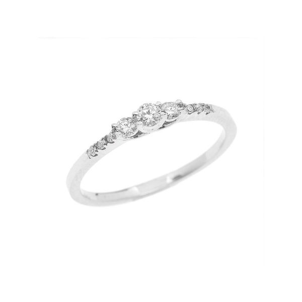 Diamond Slim Three Stone Engagement Ring in 9ct White Gold