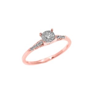 Diamond Elegant Halo Engagement Ring in 9ct Rose Gold