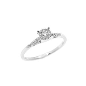 Diamond Elegant Halo Engagement Ring in 9ct White Gold