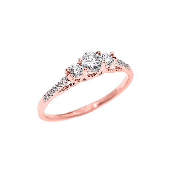 Diamond Three Stone Engagement Ring in 9ct Rose Gold