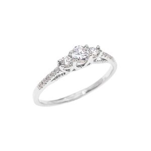 Diamond Three Stone Engagement Ring in 9ct White Gold