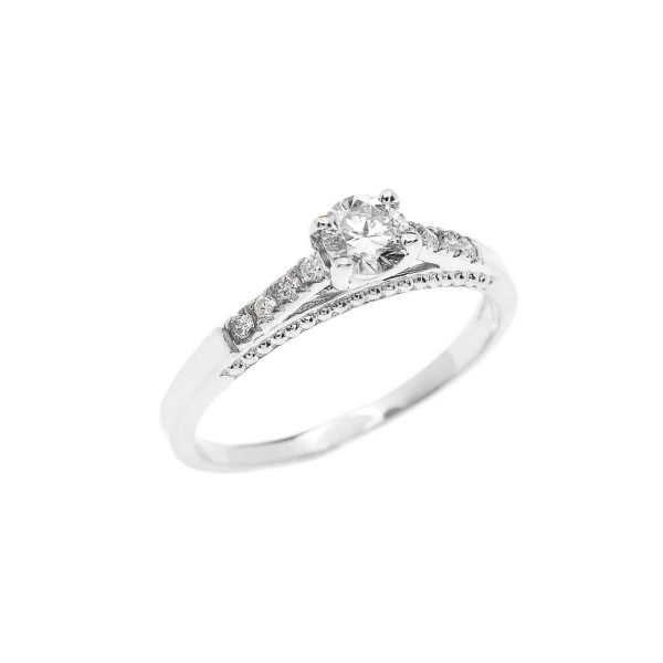 Diamond Simple Engagement Ring, 0.25 ct in 9ct White Gold