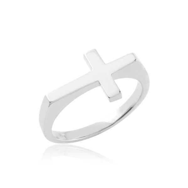 Statement Sideways Cross Ring in Sterling Silver