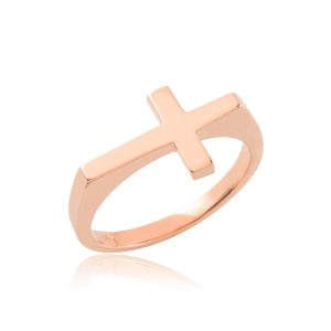 Statement Sideways Cross Ring in 9ct Rose Gold