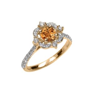 Citrine Ornate Halo Gemstone Ring in 9ct Gold