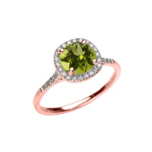 Peridot Halo Ring in 9ct Rose Gold