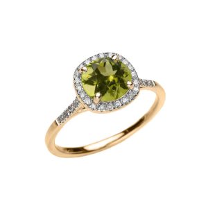 Peridot Halo Ring in 9ct Gold