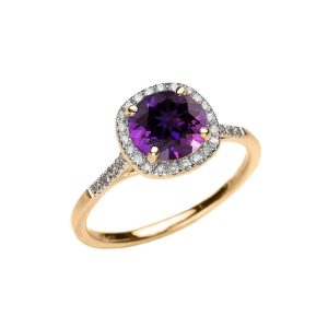 Amethyst Luminous Halo Gemstone Ring in 9ct Gold