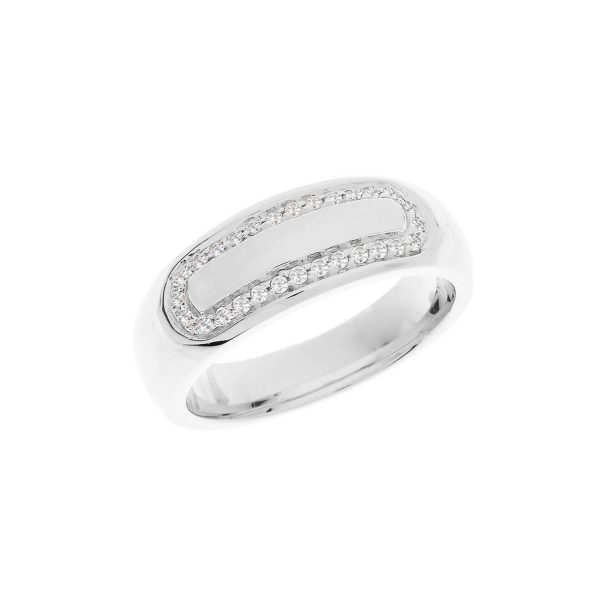 Men's Diamond Accented Watchband Ring in 9ct White Gold