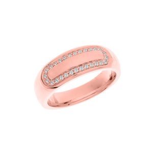 Men's Diamond Accented Watchband Ring in 9ct Rose Gold