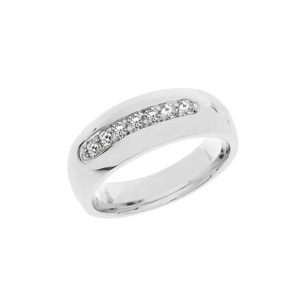 Men's Diamond Embellished Letterbox Ring in Sterling Silver