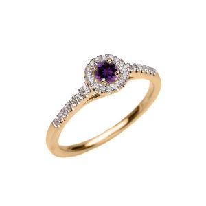 Amethyst & Diamond Ring in 9ct Gold