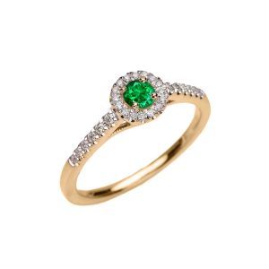 Emerald & Diamond Ring in 9ct Gold