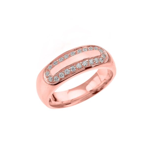 Men's Diamond Accented Watchband Ring in 9ct Rose Gold